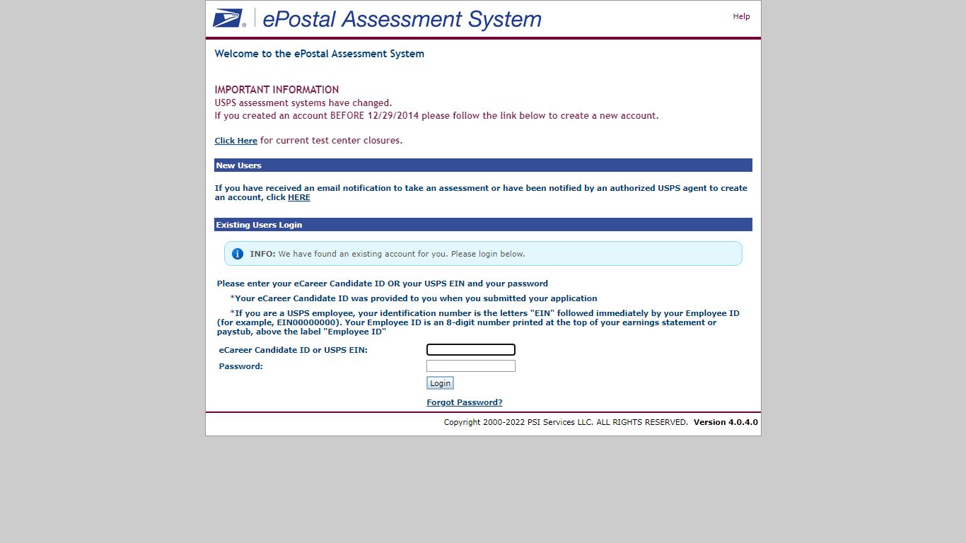 USPS - ePostal Assessment System